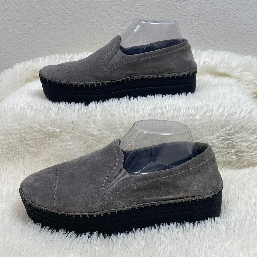 PRADA Suede Platform Shoes Womens 39&1/4 US 9/9.5 Gray Loafer Quiet Luxury Italy